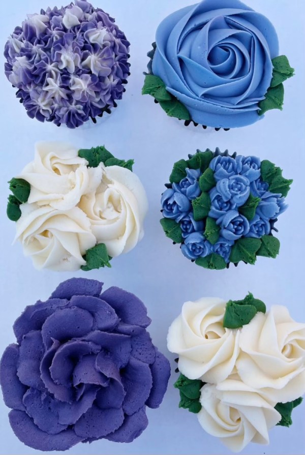 Mother's Day Cupcakes, Purple/Blue, yellow cake, set of 12